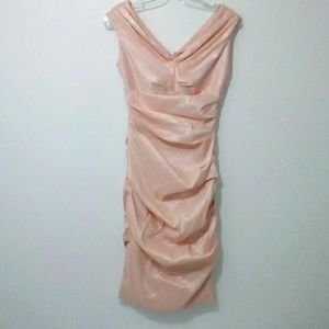Le Chateau pink party shiny midi cocktail dress